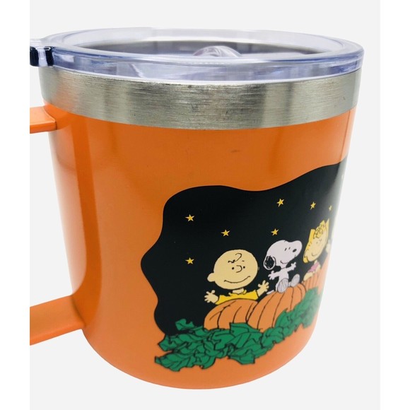 NEW Halloween Peanut Snoopy Great Pumpkin Insulated Steel Travel Coffee Mug Tea - Picture 5 of 10